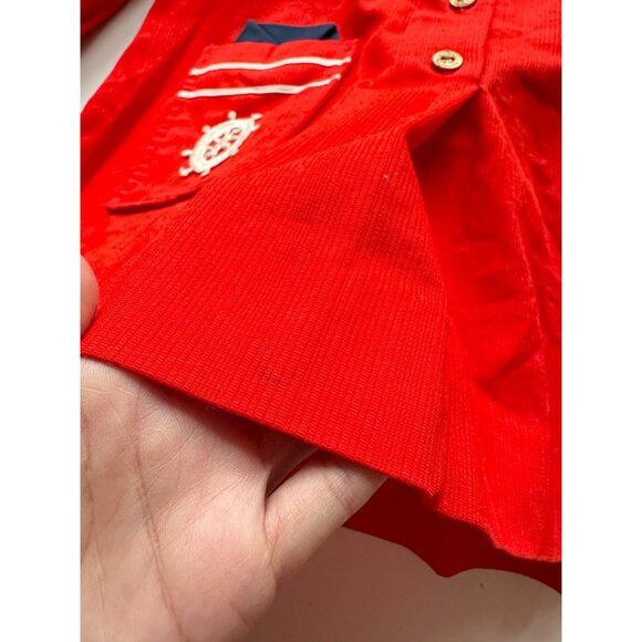 Vintage Girl's BAAL OF CANADA Red Puff Sleeve A-Line Nautical Dress, Size 9-10 - Picture 8 of 11